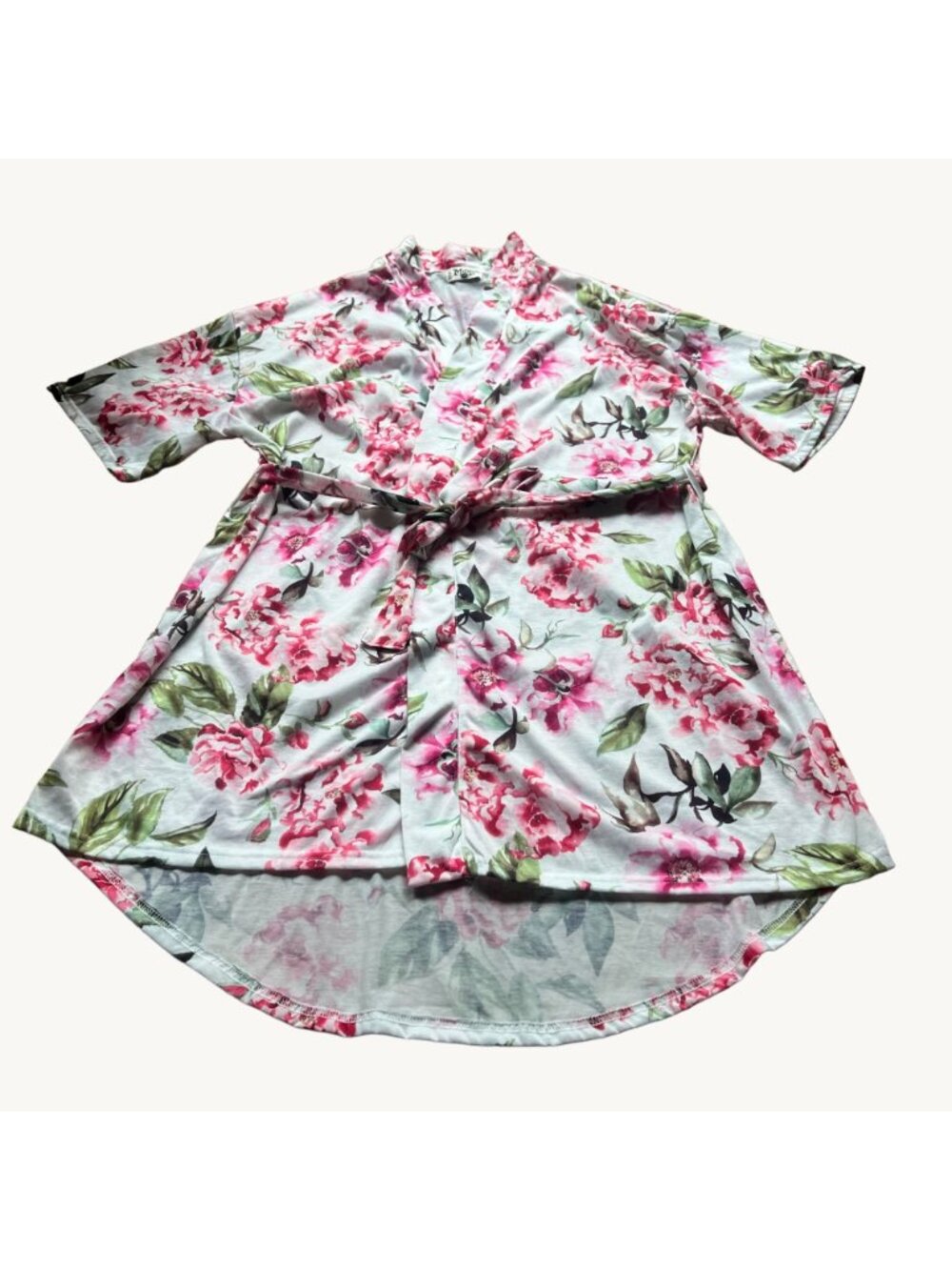 Show Me Your Mumu One Size Cream & Pink Garden of Blooms Floral Brie Kimono Robe - Picture 2 of 13